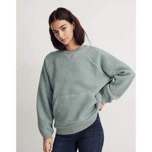 Madewell Sherpa Oversized Sweatshirt in Green